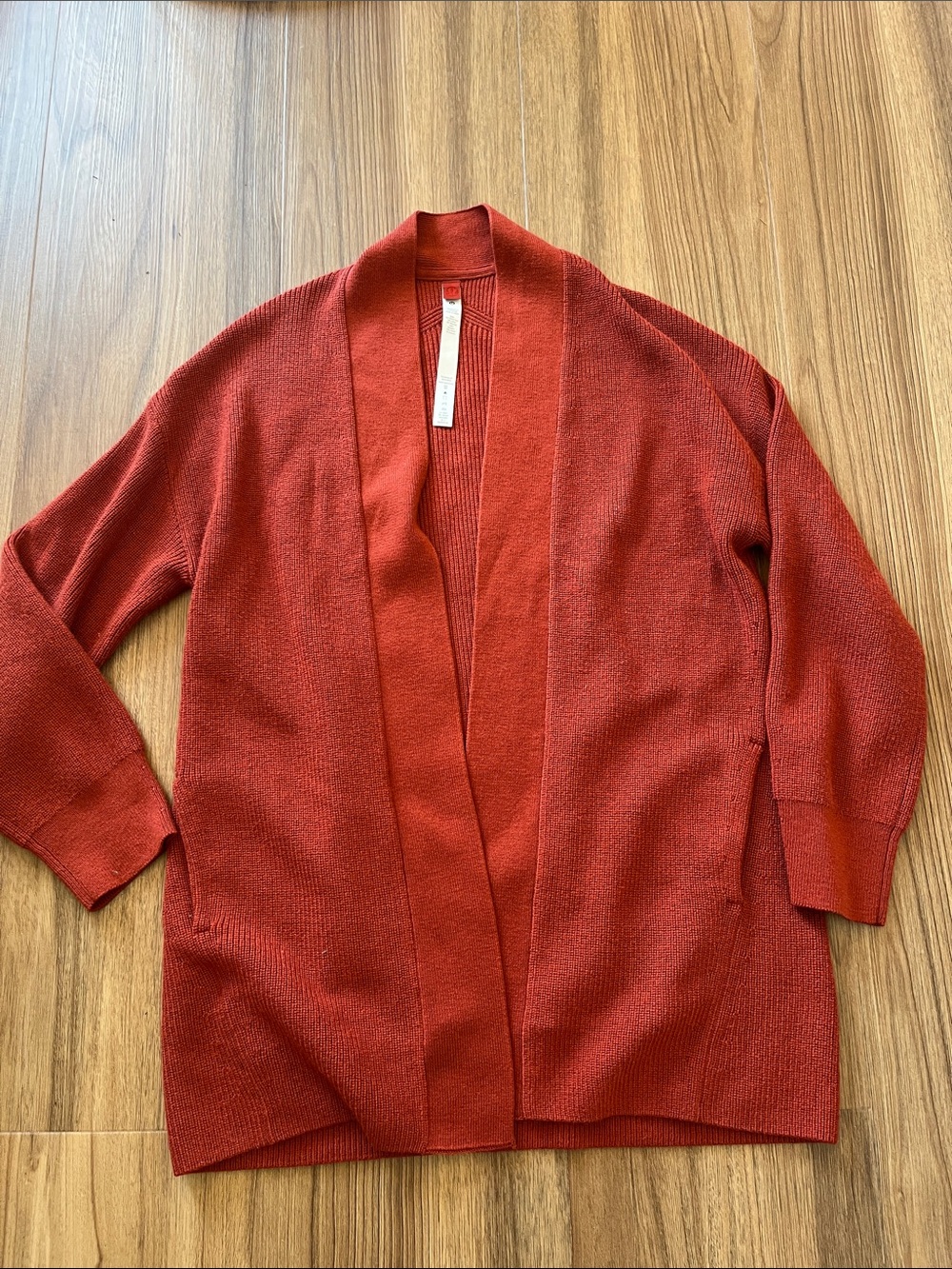 NWOT, Lululemon, Open Front Knit Cardigan Wool Sweater, size 2, red